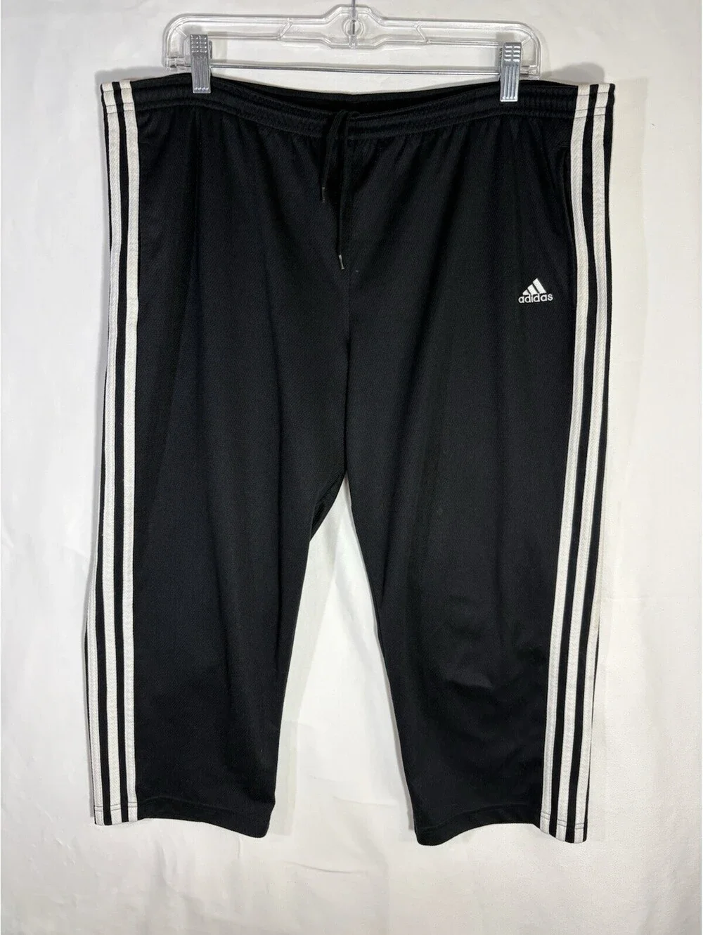adidas 3 Stripe 3/4 Training Track Pants Mens L Black Soccer Athletic Joggers